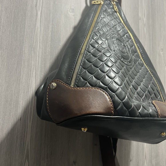 Marino Orlandi Italian Leather Large Backpack Sling Black - Picture 3 of 7